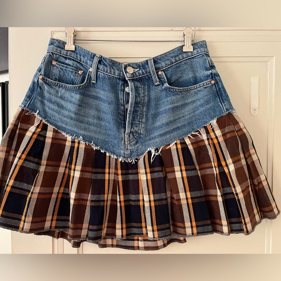 Mother The Fluff & Fold Mini Skirt Denim Women's Size 30 100%Cotton Taylor Swift - Picture 5 of 7